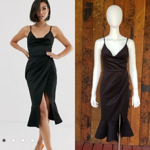 ASOS DESIGN Cowl Neck Cami Midi Dress with Pephem